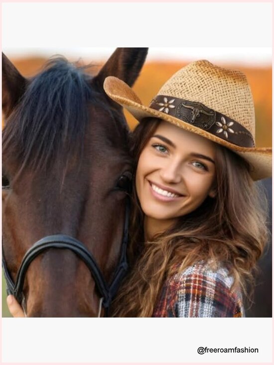 Straw Cowboy Hat with Hatbands Breathable Wide Brim Shapable main image 5